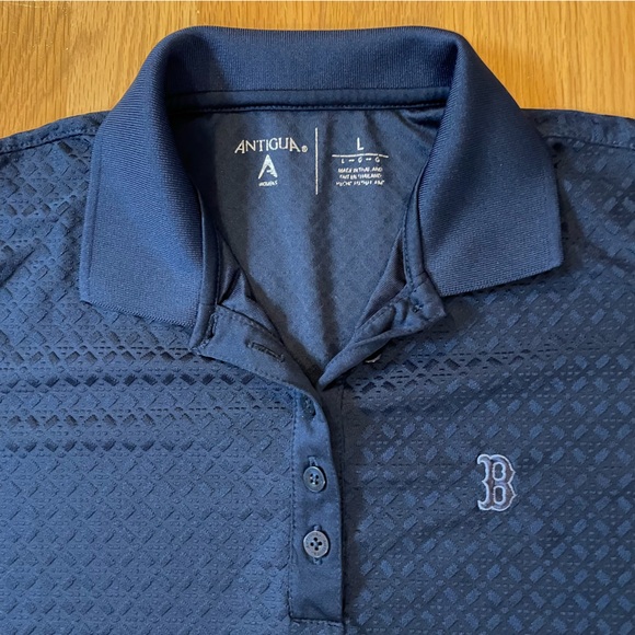 ANTIGUA WOMEN'S Boston Red Sox Logo Navy Blue Polo Size Large - Picture 8 of 10